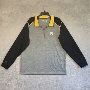 Antigua Pittsburgh Steelers 1/4 Zip Pullover Men's XXL Gray Black Yellow